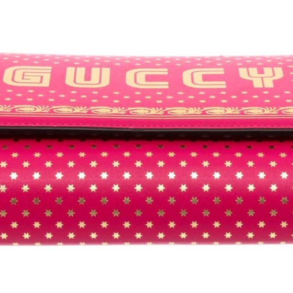 New Authentic Gucci Guccy Logo Moon & Stars Leather Wallet Chain Small P… - Picture 5 of 15